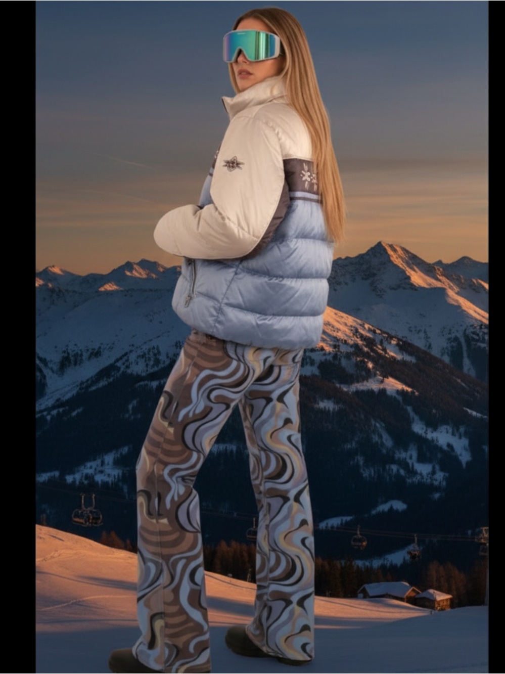 Bogner Blue &Cream Stars Ski Puffer Jacket
